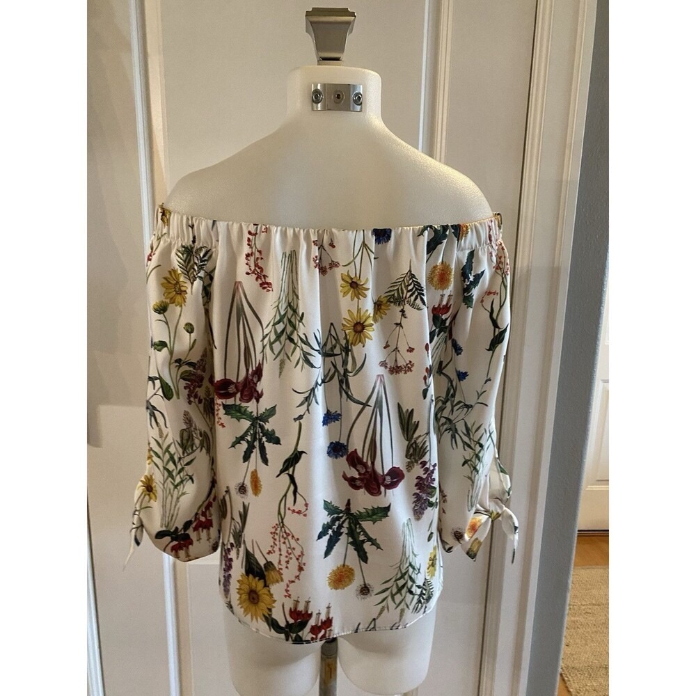 Bailey 44 Floral Size Small Off the Shoulder Blouse Top Ivory Garden Spring‎ - Picture 7 of 13